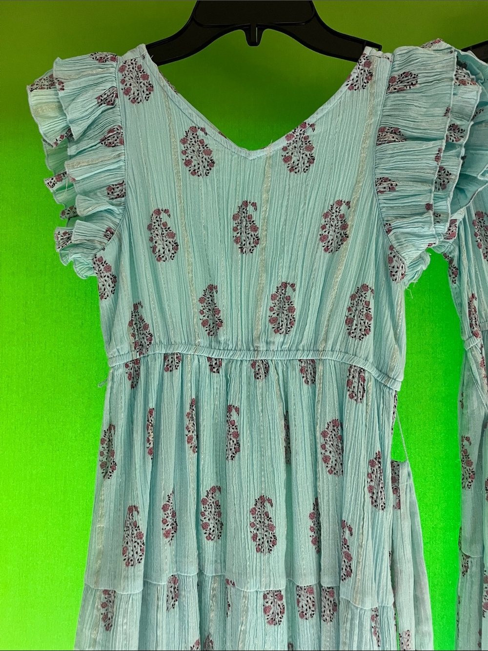 A Loves A Big Girls' Family Matching Flutter Sleeve Maxi Dress, M - Cloud Blue - Picture 3 of 5
